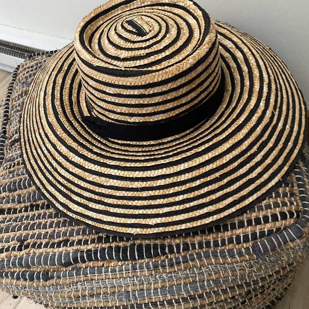 Stylish Black and Tan Straw Hat